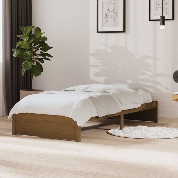 The Living Store Letto In Legno Massiccio Marrone Miele 90X190 Cm-image