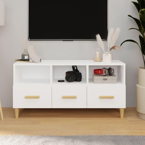 The Living Store Mobile Tv Bianco 102X36X50 Cm Materiale Legno-image