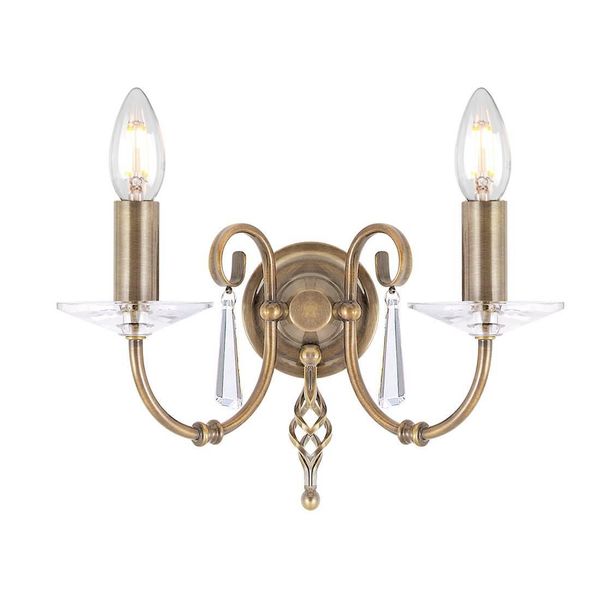 Egeo 2Xe14 60W Elstead Oro Invecchiato Doppia Lampada Da Parete-image