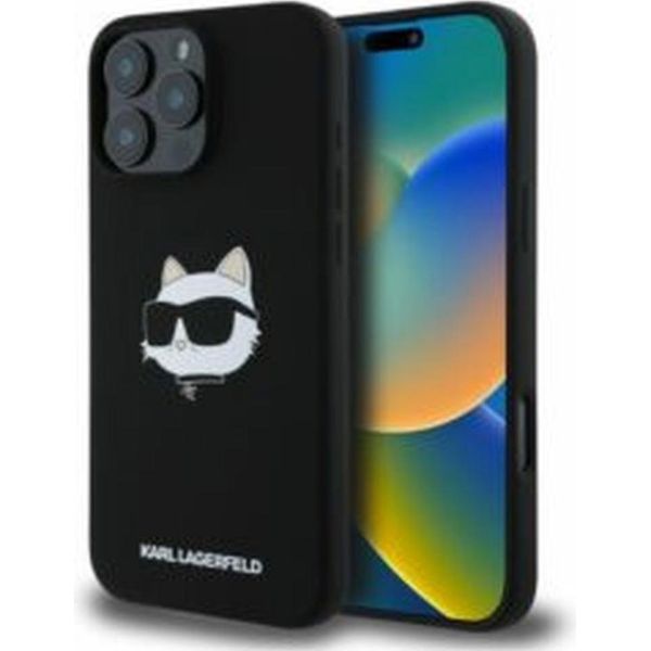 Karl Lagerfeld Klhmp16Lschpplk Iphone 16 Pro 6.3 Nero/Nero Custodia Rigida In Silicone Choupette Head Print Magsafe-image