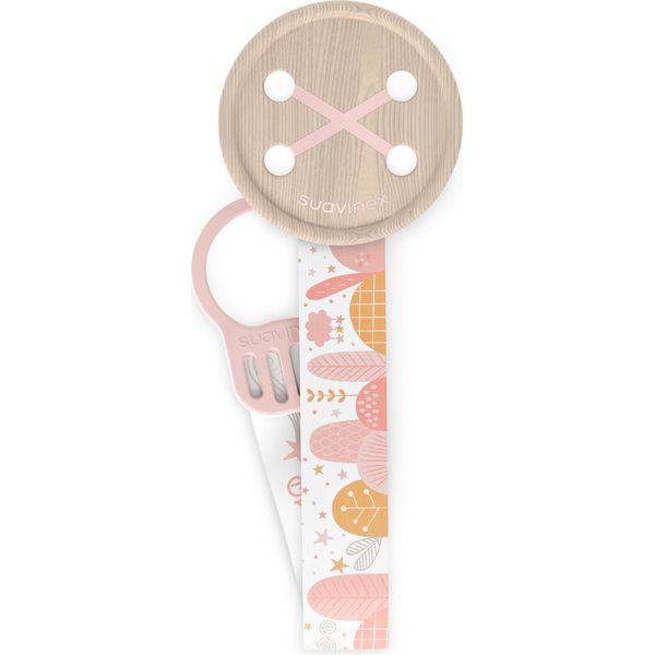 Suavinex, Catena Portaciuccio, Fascia Portaciuccio, Clip, Per Neonati +0 Mesi, Catena Portaciuccio In Tessuto, Morbida E Flessibile, Dreams Pink-image