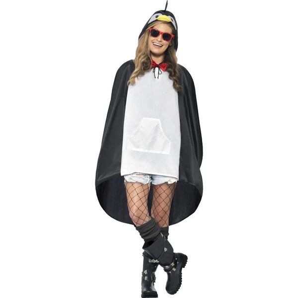 Smiffys - Poncho Per Uomo/Donna Unisex - Party SM204 (Taglia Unica) (Nero/Bianco)-image