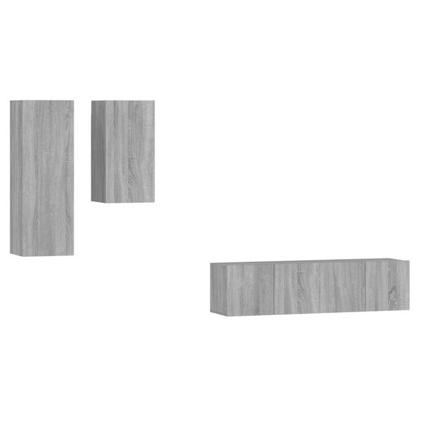 Syfax™ Set Di Mobili Porta Tv 4 Pz Grigio Sonoma In Legno Multistrato-image