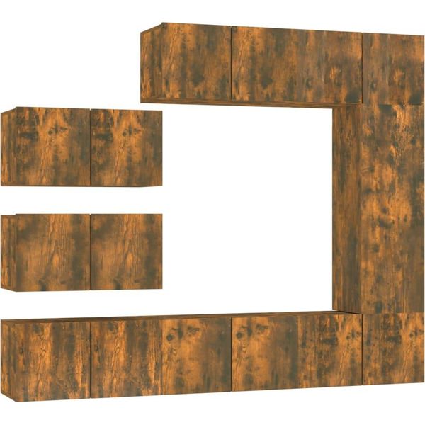 Syfax™ Set Mobili Porta Tv 8 Pz Rovere Fumo In Legno Multistrato-image