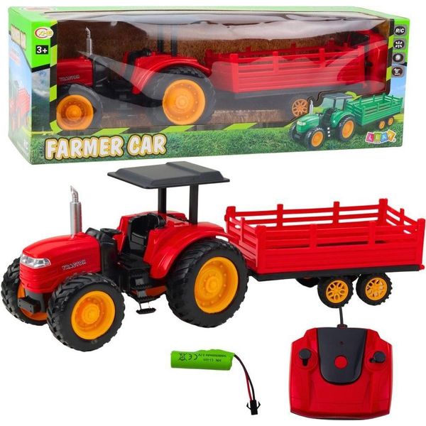 Trattore Agricolo Con Rimorchio Telecomandato Rc Rosso-image
