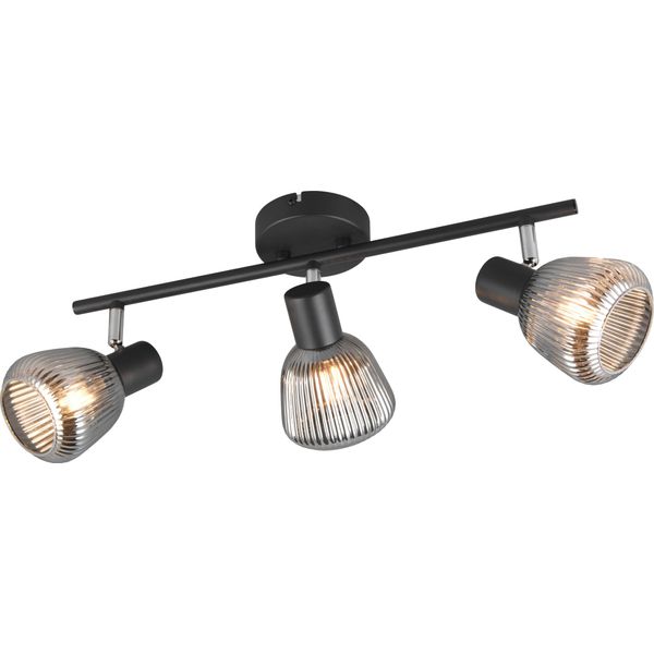 Lampada Da Parete E Soffitto Retrò Nera Con 3 Paralumi In Vetro Mobili Per Ingresso E Bagno 3Xe14 10W Tarifa Trio-image