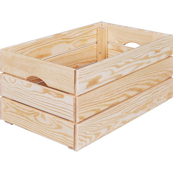 Scatola In Legno Valloni Impilabile Per Riporre Oggetti 51X23X31Cm Naturale.-image