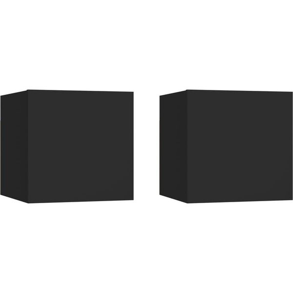 The Living Store Comodini 2 Pz. Nero 30,5X30X30 Cm Materiale Legno-image