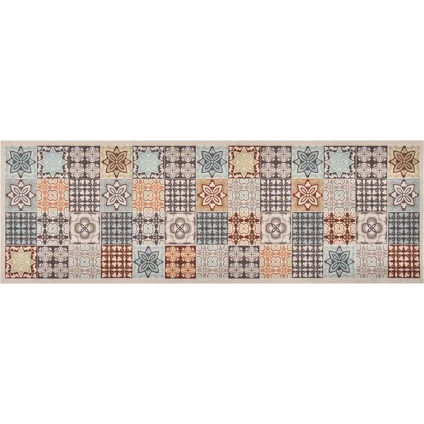 The Living Store Tappeto Da Cucina Lavabile Mosaico Multicolore 60X180 Cm-image