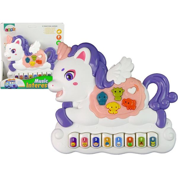 Pianoforte Interattivo Unicorno Suoni Animali Melodie Bianco-image