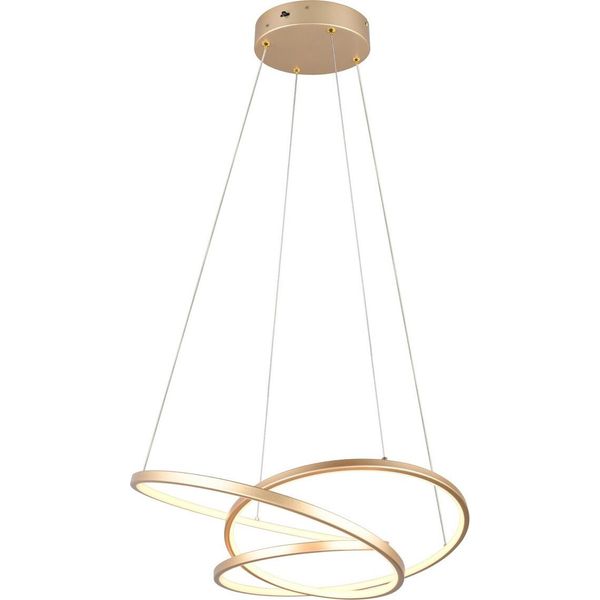 Lampada A Sospensione Moderna Dorata Per Soggiorno E Sala Da Pranzo, Colore Variabile Led 34W Darvin Trio-image