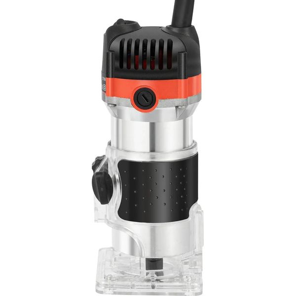Fresatrice Elettrica Per Bordi In Legno - Fresatrice Superiore/Fresatrice Di Rifinitura - Potenza 800 W - Velocità 30.000 Giri/Min - Tensione 220 V - Dimensioni 9×8,5×20 Cm - Peso 2,2 Kg - Argento-image