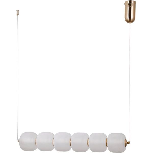 Lampada A Sospensione Decorativa In Oro Con Diffusori Orizzontali In Vetro Opalino Per Sala Da Pranzo Sopra Il Tavolo Colore Caldo Led 15W Ganti Italux-image