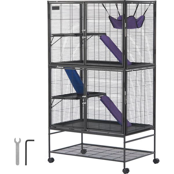 Succebuy 64,6" Gabbia In Metallo Per Furetti, 4 Livelli Critter Nation. Ideale Per Piccoli Animali Domestici, Criceti, Porcellini D'india, Cincillà, Scoiattoli, Porcospini, Conigli"-image