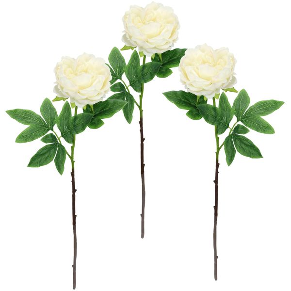 Kunstblume I.Ge.A. "PäOnie Bauernrose", Weiß, B:20Cm H:60Cm L:14Cm, Polyester, Kunstpflanzen, Pfingstrosen Einzelblume, 3Er Set-image