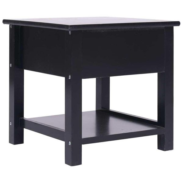 The Living Store Tavolino Nero 40X40X40 Cm In Legno Di Paulownia-image
