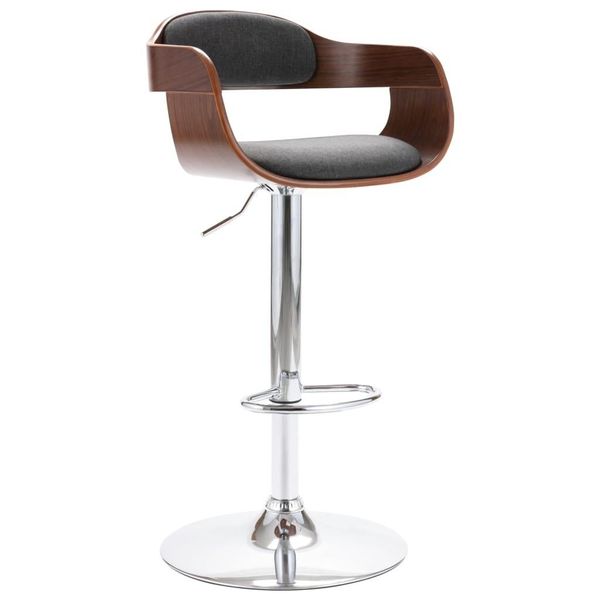 The Living Store Sgabello Da Bar In Compensato E Tessuto Grigio-image