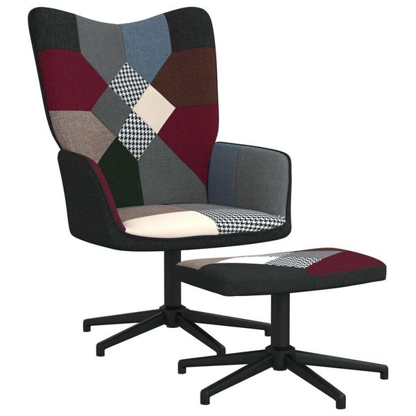 The Living Store Poltrona Relax Con Poggiapiedi Tessuto Patchwork-image