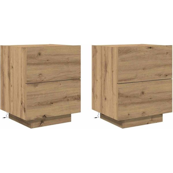 Syfax™ Armadio Da Notte 2 Pcs Rovere Artigianale 45 X 40 X 55 Cm-image