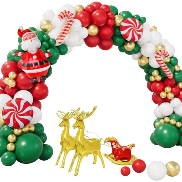 Natale Ghirlande Di Palloncini Ore Kit Metallic Oro Verde Rosso Bianco Palloncini Decorazioni Per Il Nuovo Anno-image