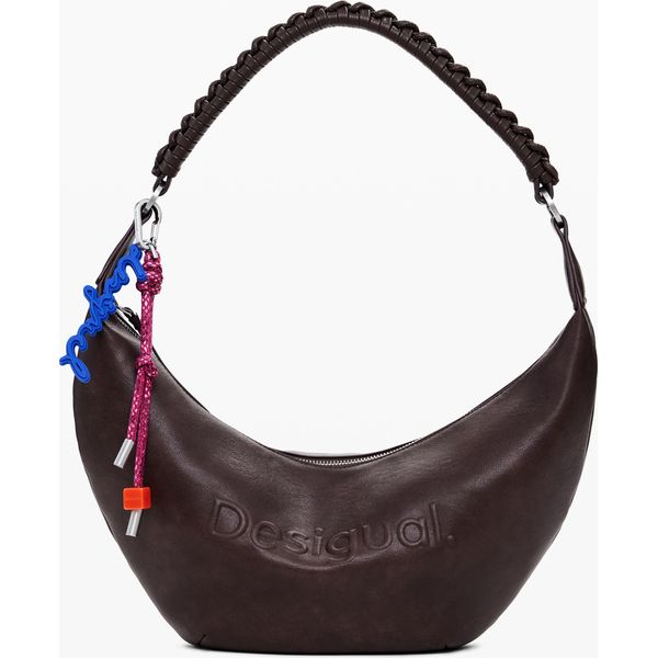 Borsa A Tracolla Marrone Con Dettagli A Contrasto E Tracolla Staccabile-image