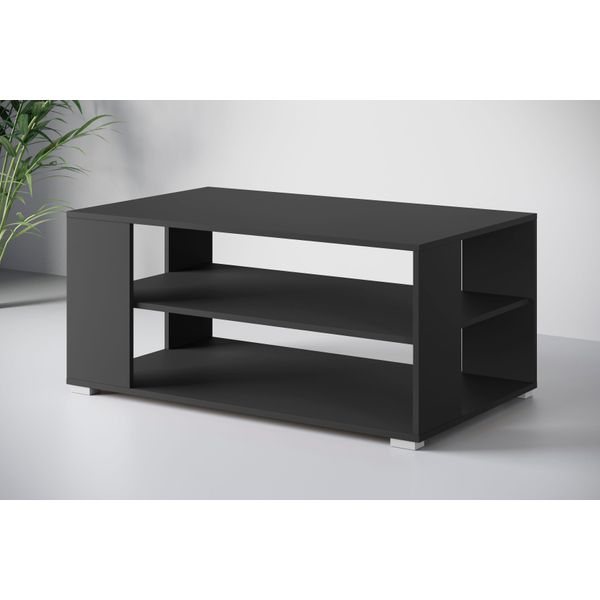 Couchtisch Home Affaire "Kenia", Schwarz (Graphite Schwarz Matt), B:100Cm H:45Cm T:60Cm, Tische, Couchtisch, Rechteckiger Kaffetisch, 100X66 Cm, Mit 2 AblageböDen-image
