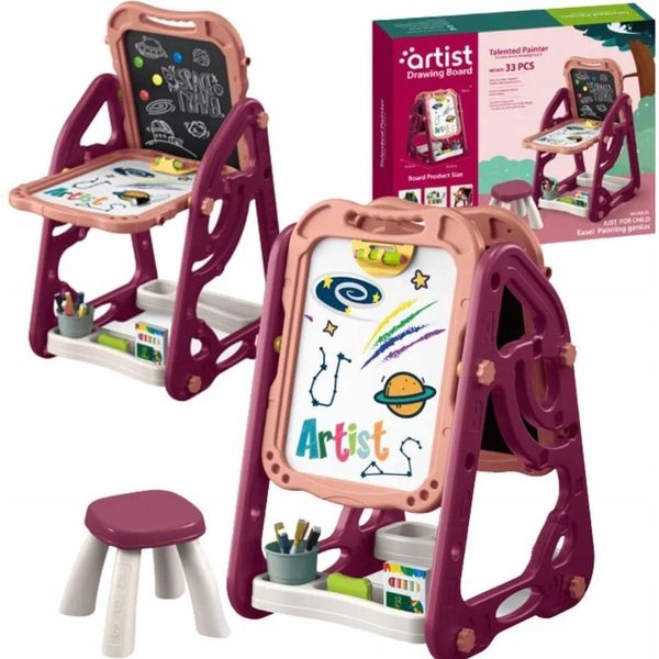 Lavagna Magnetica Doppia Faccia Con Sedia Per Bambini-image