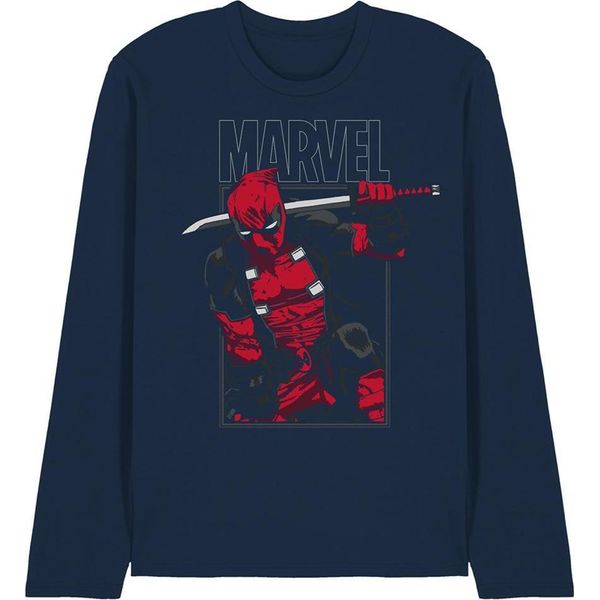 Deadpool - T-Shirt Unisex Uomo/Donna, Manica Lunga TV28597 (M) (Navy)-image