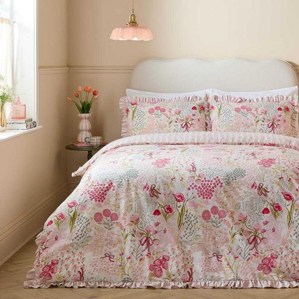 Furn - Set Di Biancheria Da Letto Con Volant "Gardenia"", Reversibile RV3657 (King Size) (Rosa)"-image
