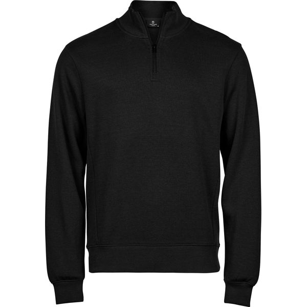 Tee Jays - Felpa Da Uomo Con Mezza Zip, Interlock A Costine BC7261 (S) (Nero)-image