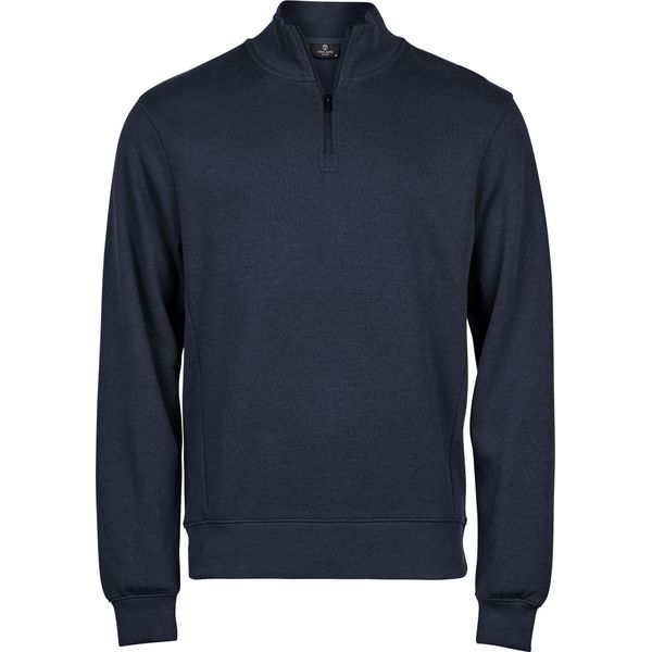 Tee Jays - Felpa Da Uomo, Con Mezza Zip, Interlock A Costine BC7261 (M) (Blu Navy)-image
