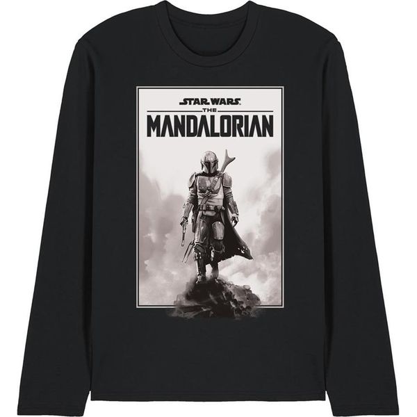 Star Wars: The Mandalorian - Maglietta Unisex Da Uomo/Donna, Maniche Lunghe TV30217 (S) (Nero)-image