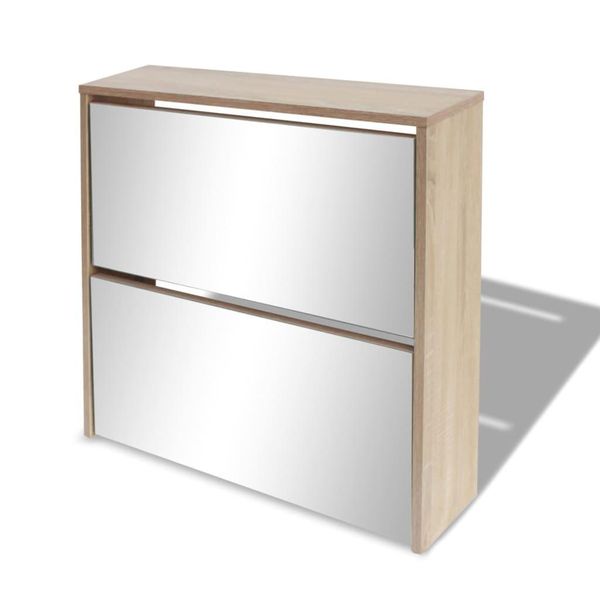 Vidaxl Scarpiera Con 2 Scomparti A Specchio Effetto Rovere 63X17X67 Cm-image