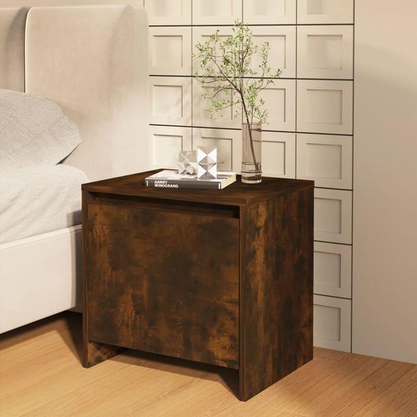 The Living Store Comodino In Rovere Fumé 45X34X44,5 Cm Materiale In Legno-image