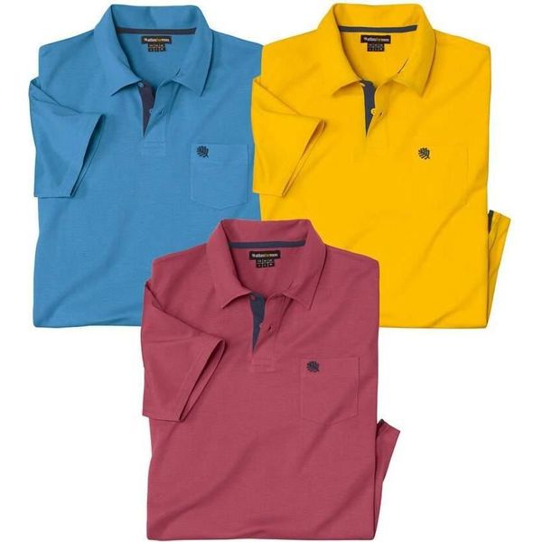 Atlas For Men - Polo Da Uomo (Confezione Da 3) AF2667 (L) (Blu/Rosso/Giallo)-image