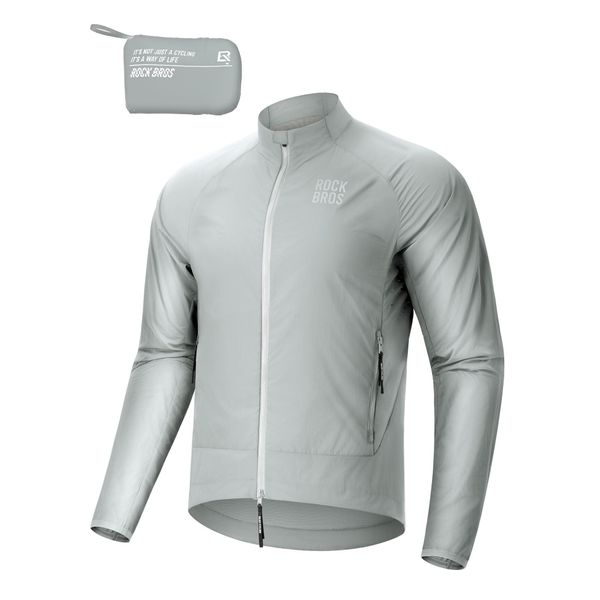 Giacca Da Ciclismo Rockbros Leggera Giacca Da Ciclismo Antivento Traspirante Asciugatura Rapida Con Tasche Giacca Da Corsa Per Ciclismo Mtb Outdoor Grigio-Bianco Taglia Ue M-image