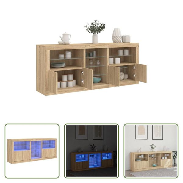The Living Store Credenza Con Luci Led Rovere Sonoma 181,5X37X67 Cm-image