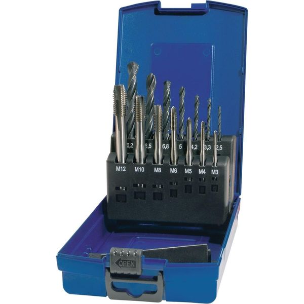 Set Di Rubinetti A Macchina Din 371/376 C M3-M12 14 Pezzi Hss Custodia In Plastica-image