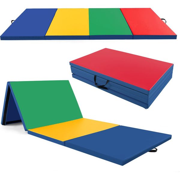 Costway 300X120X5Cm Tappetino Morbido Per Pavimento, Tappetino Da Palestra Pieghevole, Tappetino Da Palestra Inpoliuretanocon Chiusura Per Arrampicata E Maniglie Per Il Trasporto, Tappetino Da Fitness E Tappetino Da Yoga-image