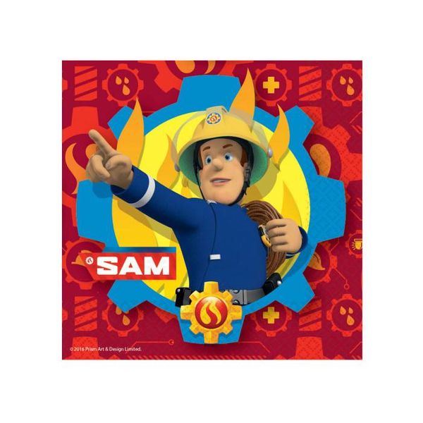 Amscan 9902177 Tovagliolo A Tema Fireman Sam - 33 X 33 Cm, 20 Pezzi-image