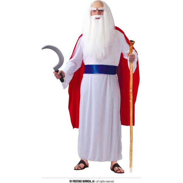 Costume Da Druido Gallico Carnevale Magia Antico Cappotto Toga Tempi Antichi Eleganza Bianco Rosso, Taglia: 52 - 54 (L) Colore: Bianco-image
