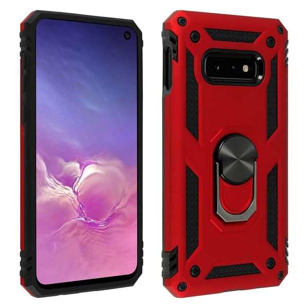 Custodia Ibrida Per Cellulare Con Supporto Ad Anello Per Samsung Galaxy S10E - Rosso-image