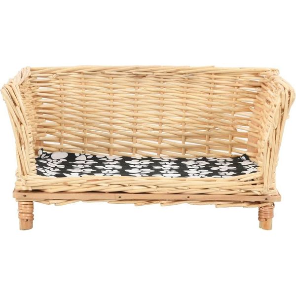 Vidaxl Cestino Per Cani Con Cuscino 50X33X30 Cm In Vimini Naturale-image