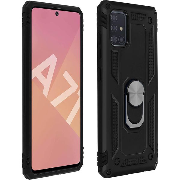 Avizar, Custodia Ibrida Per Cellulare Con Supporto Ad Anello Per Samsung Galaxy A71, Nero-image
