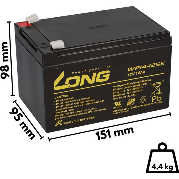 Batteria Compatibile PR0002983 CHES011 Eflux Freeride 4X 12V 14Ah Agm Piombo-Acido Come 15Ah-image