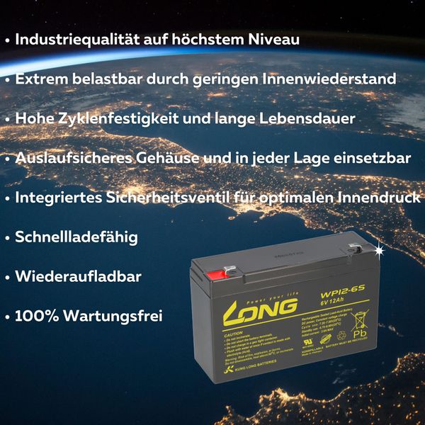 Batteria Al Piombo Compatibile PK6V12 PK6V18 6V 12Ah Agm Al Piombo 10Ah-image