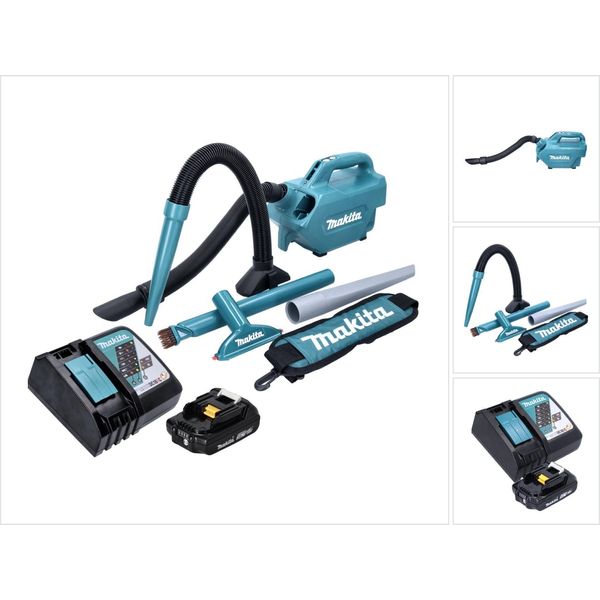 Aspiratore A Batteria Makita Dcl 184 RA1 18 V 54 Mbar 0,5 L + 1X Batteria Ricaricabile 2,0 Ah + Caricatore-image