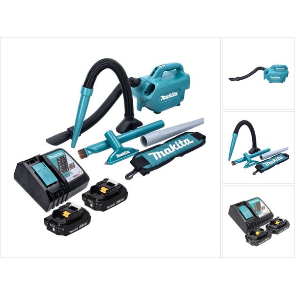 Aspiratore A Batteria Makita Dcl 184 Ra 18 V 54 Mbar 0,5 L + 2X Batteria Ricaricabile 2,0 Ah + Caricabatterie-image