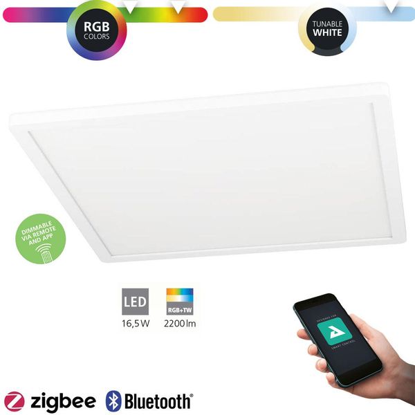 Eglo Connect Plafoniera Led Rovito-Z Bianco 42 X 42 Cm Dimmerabile, Ww-Kw-image