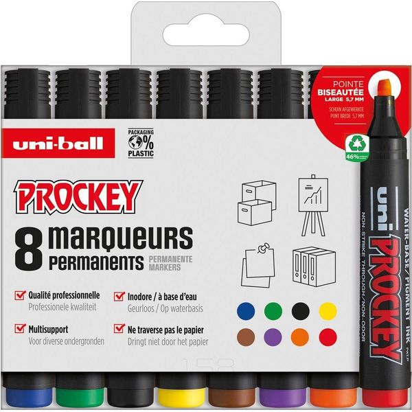 Uni-Ball PM126/8 Pf Uni-Ball Permanent-Marker Prockey PM126/8 Pf, 8Er-Set-image